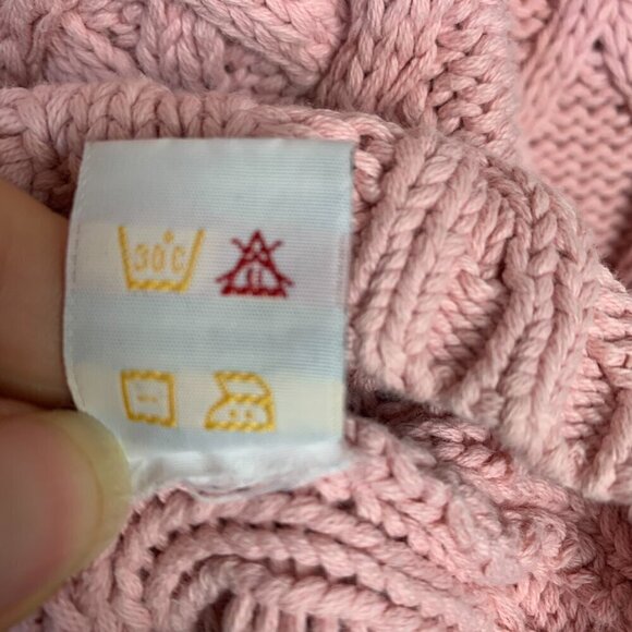 Vintage 90's Jessica Sport All Over Cable Knit V-Neck Pink Sweater - Picture 9 of 9